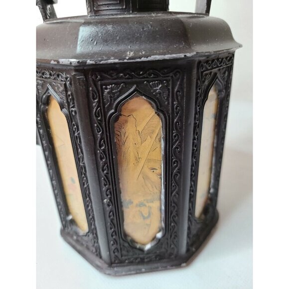 Antique 18th Century Cast Iron Asian Teapot Etched Scenic Glass Panel Japan MCM - Picture 2 of 10